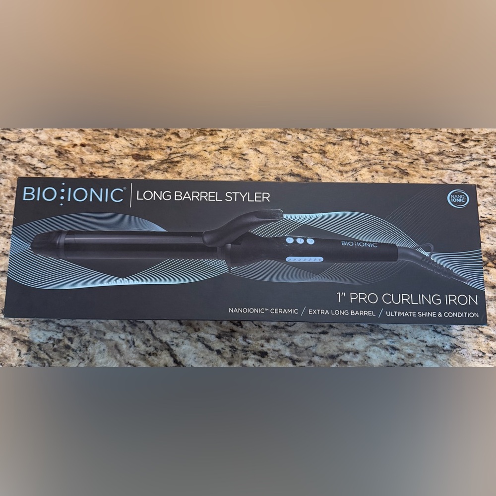 Bio Ionic Long Barrel Curling Iron 1 Inch Extended Length